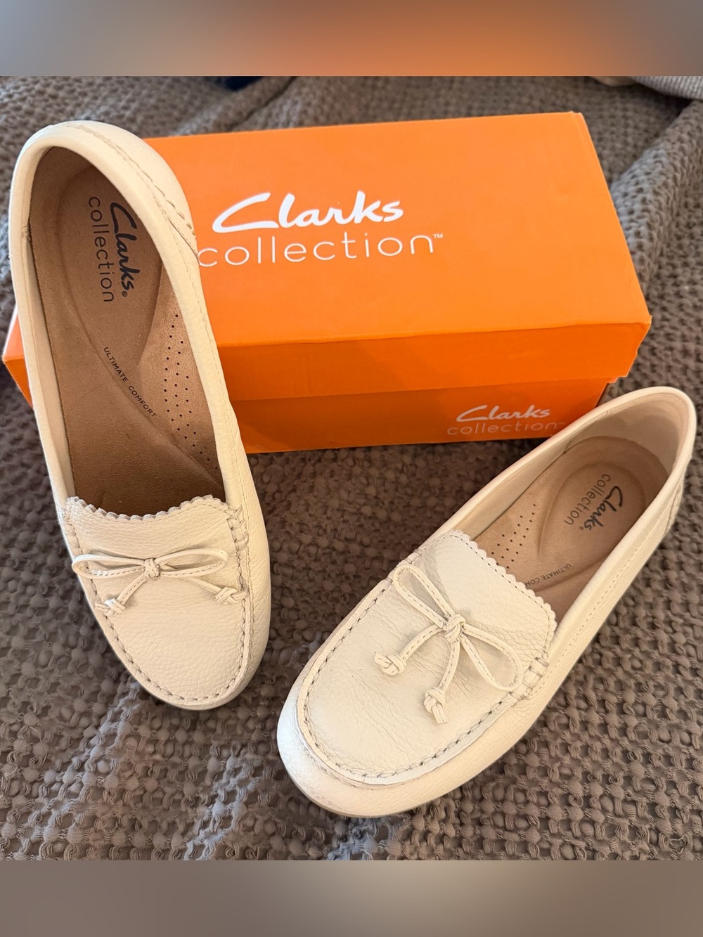 Winter White Clarks Moccasin Loafers